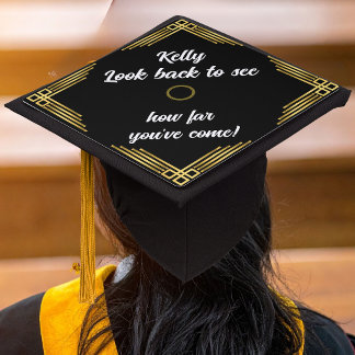 Elegant Golden Border Cap Topper - Graduation