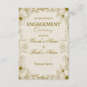 Elegant Golden Botanical Engagement Invitation
