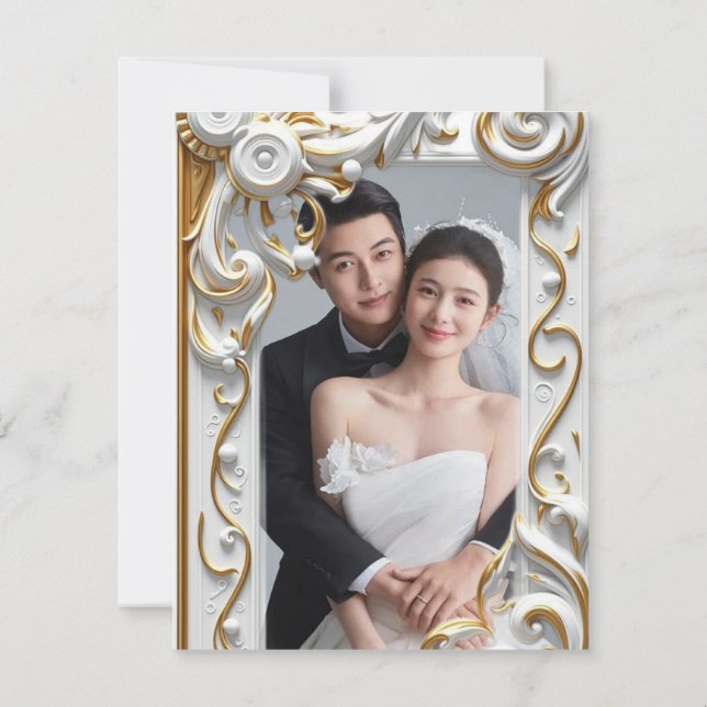 "Elegant Golden Botanical Wedding Invitation - Foi (Dos)