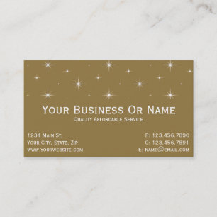Elegant Golden Brown & Bright Stars. Name Business Card