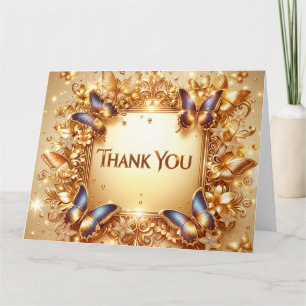 Elegant Golden Butterfly Thank You Card - Customiz