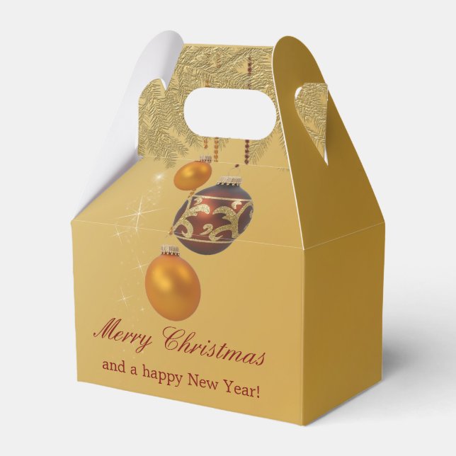Elegant Golden Christmas Favor Box (Front Side)