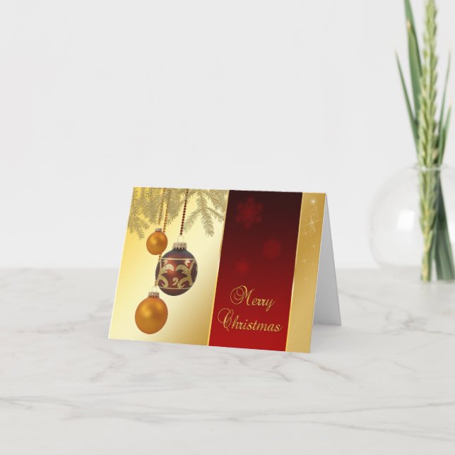 Elegant Golden Christmas Holiday Card (Front)