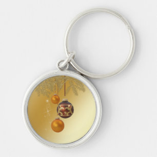 Elegant Golden Christmas Keychain