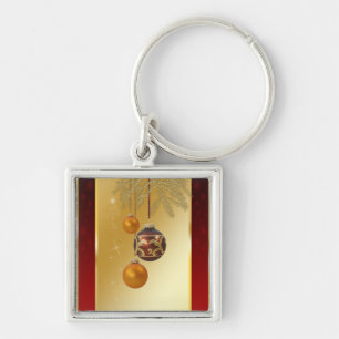 Elegant Golden Christmas Keychain