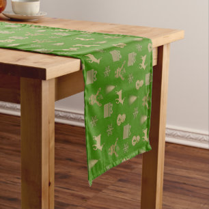 Elegant golden christmas patterns short table runn runner