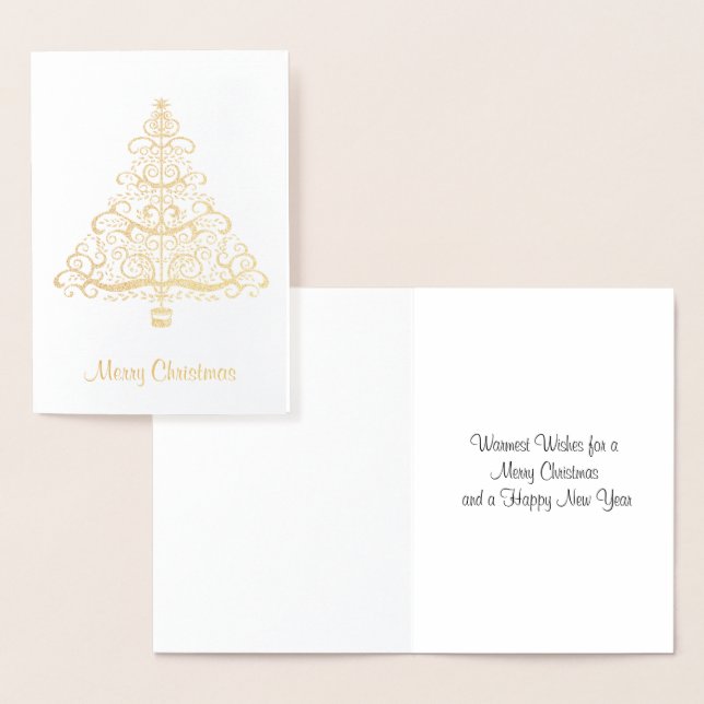 Elegant Golden Christmas Tree Greeting Card (Display)