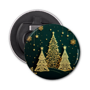 Elegant Golden Christmas Tree Pattern Bottle Opener