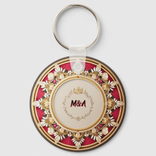 Elegant Golden Circular Frame Keychain