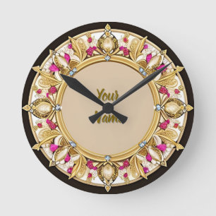 Elegant Golden Circular Frame Round Clock