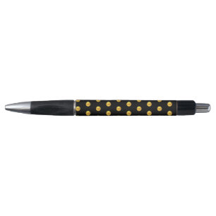 Elegant Golden Confetti Pattern on Black Pen