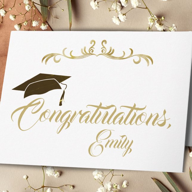 Elegant Golden Congratulations Graduate Graduation Card (Creator Uploaded)