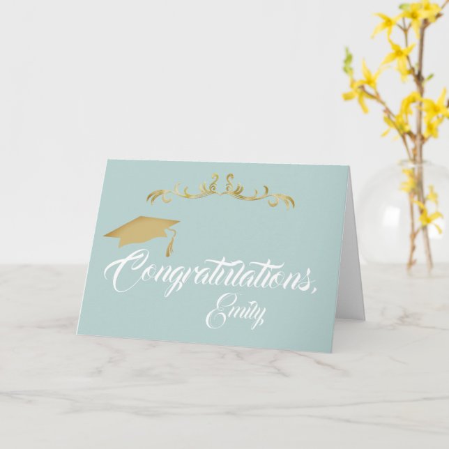 Elegant Golden Congratulations Graduate Graduation Card (Yellow Flower)