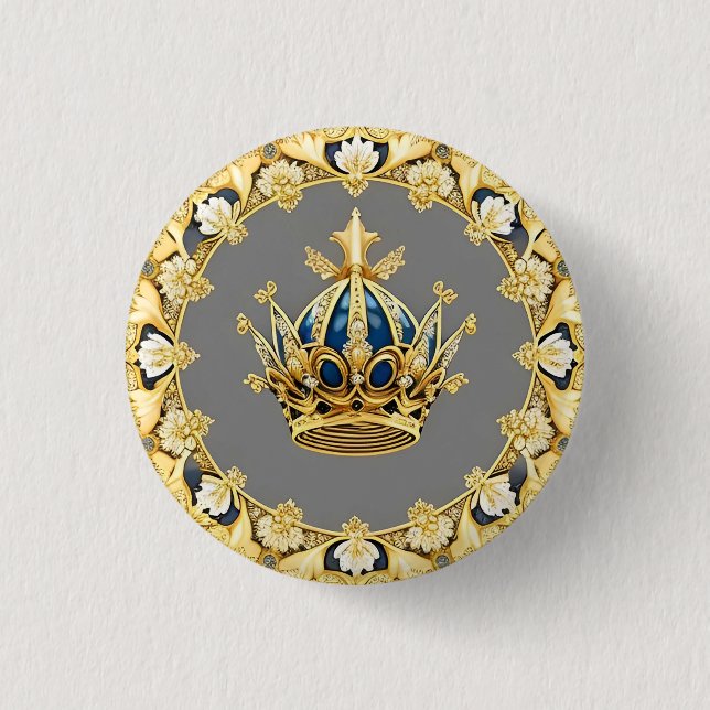 Elegant Golden Crown 1 Inch Round Button (Front)