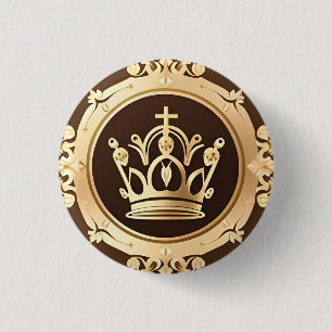 Elegant Golden Crown 1 Inch Round Button
