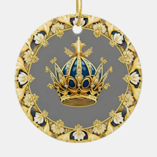 Elegant Golden Crown Ceramic Ornament