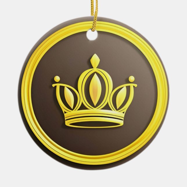 Elegant Golden Crown Ceramic Ornament (Front)