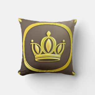 Elegant Golden Crown Throw Pillow