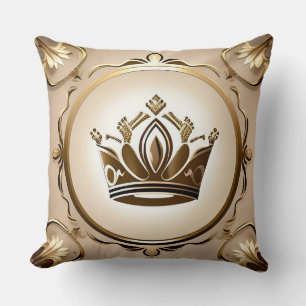 Elegant Golden Crown Throw Pillow