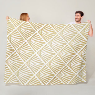 Elegant golden diamond palm art deco design fleece blanket