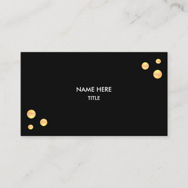 Elegant Golden Dots on Black Business Card (Front)