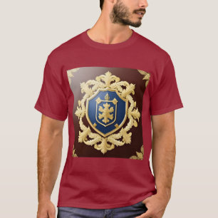 Elegant Golden Emblem With Ornate Shield T-Shirt