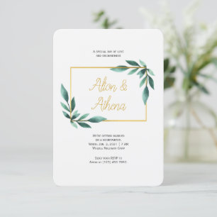 Elegant Golden Eucalyptus Leaves Greenery Invitation