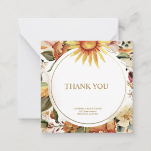 Elegant golden Fall Floral "Thank you" Card