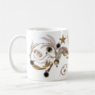 Elegant Golden Feather Swirl Coffee Art Classic Mug
