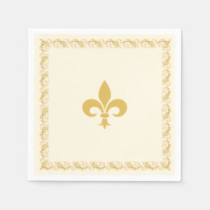Elegant Golden Fleur-de-Lis  on Ivory Napkin