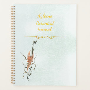 Elegant Golden Floral Vine Spiral Photo Notebook Planner