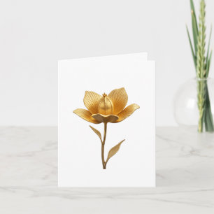 Elegant Golden Flower Folded Wedding Invitation