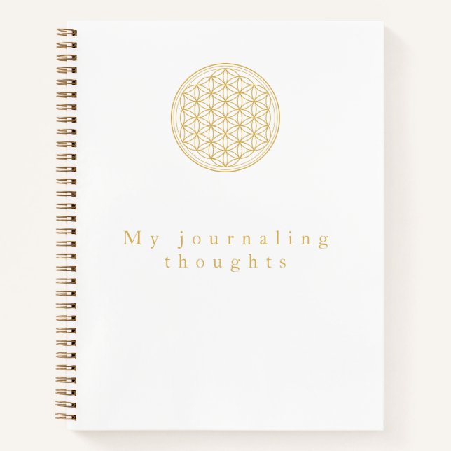 Elegant Golden Flower of Life Template Notebook (Front)