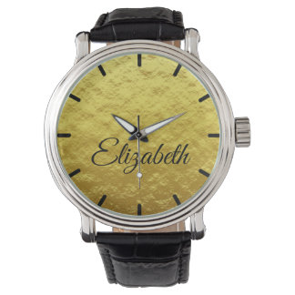 Elegant Golden foil bubbles Customizable Name  Watch
