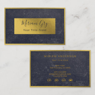 Elegant Golden Foil & Dark Black Name Script  Business Card