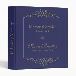 Elegant Golden Frame 2 Memorial Service Guest Book Binder