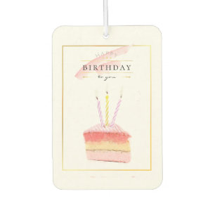 Elegant Golden Frame Birthday Cake Slice Air Freshener