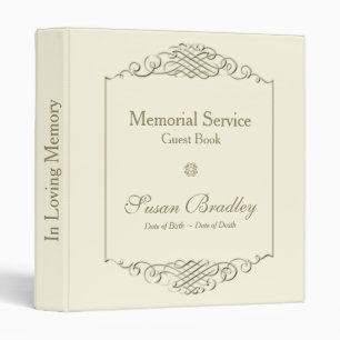Elegant Golden Frame I Memorial Service Guest Book Binder