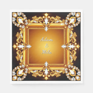 Elegant Golden Frame with Pearls Napkin