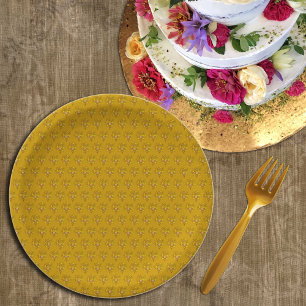 Elegant golden french emblem, flag, France  Paper Plate