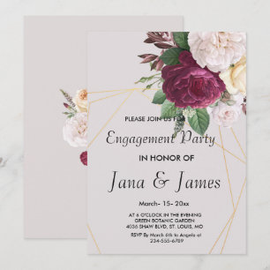 Elegant   golden geometric Engagement Invitation