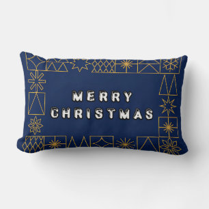 Elegant Golden Geometric Frame Border Lumbar Pillow