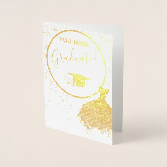 Elegant Golden Glitter Congratulations Graduation Foil Card (Front)