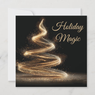 Elegant Golden Glitter Spiral Christmas Tree Holiday Card