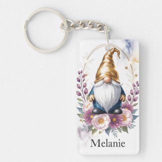 Elegant Golden Gnome in Floral Bouquet