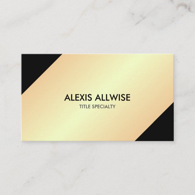 Elegant Golden Gradient and Black Business Card (Front)