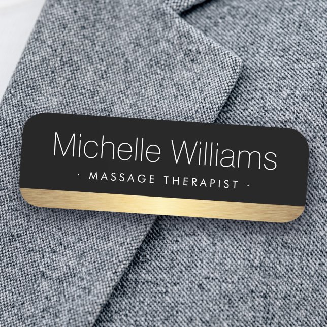 Elegant golden gradient border black name tag (Elegant golden gradient border black name tag)