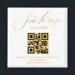 elegant golden handwriting rsvp qr code wedding   magnet<br><div class="desc">modern minimalist golden handwriting rsvp qr code wedding  magnet</div>