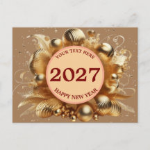 Elegant Golden Happy New Year Template greeting ca