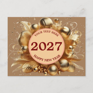 Elegant Golden Happy New Year Template greeting ca